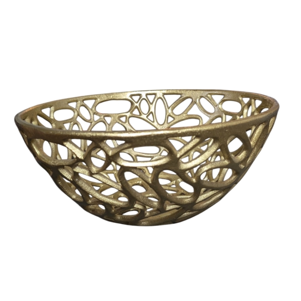 Decorative Contemporary Gold Painted Bowl Shiny Metallic Colored Bowl Home Decor - Picture 5 of 13